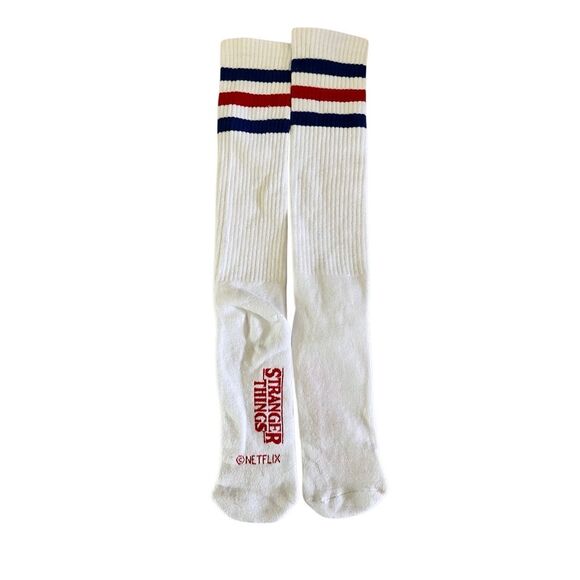 Netflix Stranger Things Promo 80s Style Striped Thick Knee High Tube Socks Rare! - Picture 3 of 4